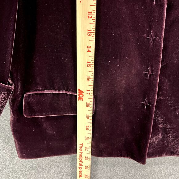 Tahari Velvet Blazer Jacket Womens 8 Purple Embroidered snap button peplum - Picture 8 of 16